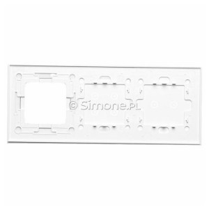 Panel Simon Touch Szkło 3-Modułowy, 1M z dwoma polami dotykowymi w poziomie (ST2M lub ST2S), 2M z czterema polami dotykowymi (ST2Z), 3M z dowolnym elementem osprzętu z serii Simon 54 Biała Perła Simon 54 - Widok z tyłu)
