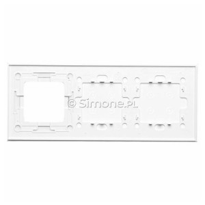 Panel Simon Touch Szkło 3-Modułowy, 1M z czterema polami dotykowymi (ST2Z), 2M z czterema polami dotykowymi (ST2Z), 3M z dowolnym elementem osprzętu z serii Simon 54 Biała Perła Simon 54 - Widok z tyłu)