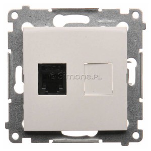 DT1.01/11 Gniazdo telefoniczne pojedyncze RJ12 Biały Simon 54 - Widok z przodu
