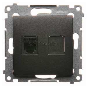 DT1.01/48 Gniazdo telefoniczne pojedyncze RJ12 Antracyt Simon 54 - Widok z przodu