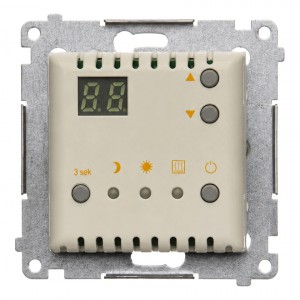 DTRNW.01/42 Regulator temperatury z czujnikiem wewnętrznym i wyświetlaczem LCD Kaszmirowy Simon 54 - Widok z przodu
