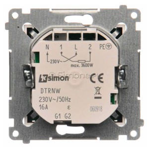 Regulator temperatury z czujnikiem wewnętrznym i wyświetlaczem LCD Brąz Mat Simon 54 - Widok z tyłu)