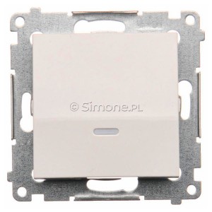 DW1AL.01/11 Łącznik pojedynczy z podświetleniem typu LED w kolorze niebieskim 16A Biały Simon 54 - Widok z przodu