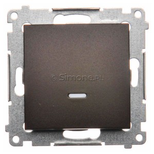 DW1AL.01/46 Łącznik pojedynczy z podświetleniem typu LED w kolorze niebieskim 16A Brąz Mat Simon 54 - Widok z przodu