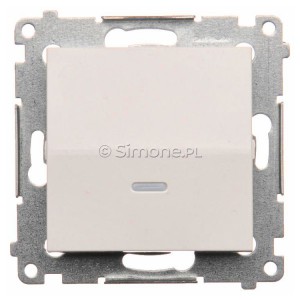 DW1L.01/11 Łącznik pojedynczy z podświetleniem typu LED w kolorze niebieskim 10A Biały Simon 54 - Widok z przodu