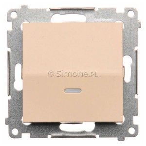 DW1L.01/41 Łącznik pojedynczy z podświetleniem typu LED w kolorze niebieskim 10A Kremowy Simon 54 - Widok z przodu