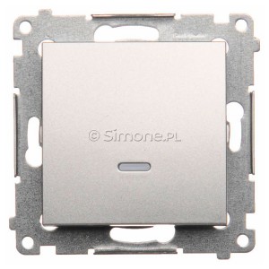 DW1L.01/43 Łącznik pojedynczy z podświetleniem typu LED w kolorze niebieskim 10A Srebrny Mat Simon 54 - Widok z przodu