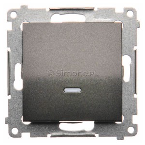 DW1L.01/48 Łącznik pojedynczy z podświetleniem typu LED w kolorze niebieskim 10A Antracyt Simon 54 - Widok z przodu