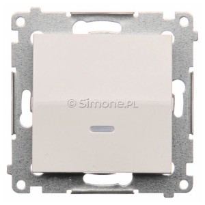 DW1ZL.01/11 Łącznik pojedynczy z sygnalizacją załączenia typu LED w kolorze niebieskim 10A Biały Simon 54 - Widok z przodu