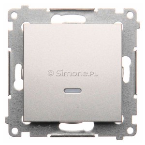 DW1ZL.01/43 Łącznik pojedynczy z sygnalizacją załączenia typu LED w kolorze niebieskim 10A Srebrny Mat Simon 54 - Widok z przodu