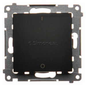 DW2.01/49 Łącznik dwubiegunowy 10A Czarny Mat Simon 54 - Widok z przodu