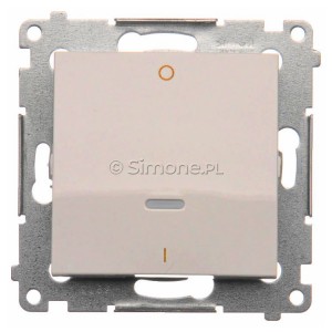 DW2L.01/11 Łącznik dwubiegunowy z podświetleniem typu LED w kolorze niebieskim 10A Biały Simon 54 - Widok z przodu