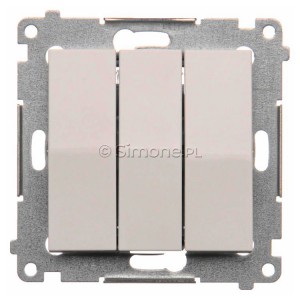 DW31L.01/11 Łącznik potrójny z podświetleniem typu LED w kolorze niebieskim 10A Biały Simon 54 - Widok z przodu