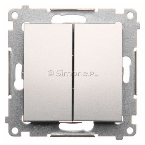 DW5A.01/43 Łącznik podwójny 16A Srebrny Mat Simon 54 - Widok z przodu