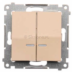 DW5ABL.01/41 Łącznik podwójny do wersji IP44 z podświetleniem typu LED w kolorze niebieskim 16A Kremowy Simon 54 - Widok z przodu