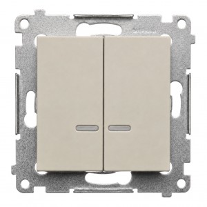 DW5ABL.01/42 Łącznik podwójny do wersji IP44 z podświetleniem typu LED w kolorze niebieskim 16A Kaszmirowy Simon 54 - Widok z przodu