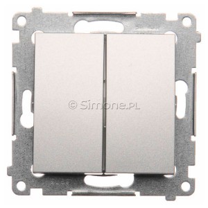 DW5B.01/43 Łącznik podwójny do wersji IP44 10A Srebrny Mat Simon 54 - Widok z przodu