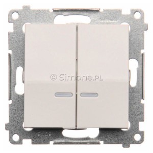 DW5BL.01/11 Łącznik podwójny do wersji IP44 z podświetleniem typu LED w kolorze niebieskim 10A Biały Simon 54 - Widok z przodu