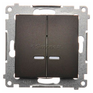 DW5BL.01/46 Łącznik podwójny do wersji IP44 z podświetleniem typu LED w kolorze niebieskim 10A Brąz Mat Simon 54 - Widok z przodu