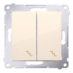 DW6/2.01/41 Łącznik schodowy podwójny 10A Kremowy Simon 54 - Widok z przodu
