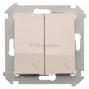 DW6/2L.01/11 Łącznik schodowy podwójny z podświetleniem typu LED w kolorze niebieskim 10A Biały Simon 54 - Widok z przodu