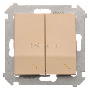 DW6/2L.01/41 Łącznik schodowy podwójny z podświetleniem typu LED w kolorze niebieskim 10A Kremowy Simon 54 - Widok z przodu