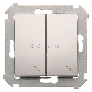 DW6/2L.01/43 Łącznik schodowy podwójny z podświetleniem typu LED w kolorze niebieskim 10A Srebrny Mat Simon 54 - Widok z przodu