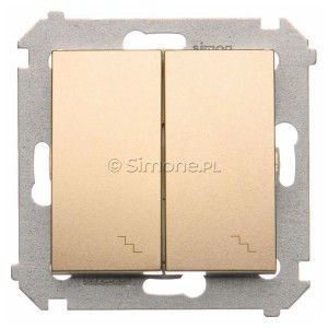 DW6/2L.01/44 Łącznik schodowy podwójny z podświetleniem typu LED w kolorze niebieskim 10A Złoty Mat Simon 54 - Widok z przodu