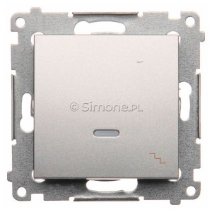 DW6AL.01/43 Łącznik schodowy z podświetleniem typu LED w kolorze niebieskim 16A Srebrny Mat Simon 54 - Widok z przodu