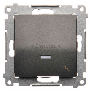 DW6AL.01/48 Łącznik schodowy z podświetleniem typu LED w kolorze niebieskim 16A Antracyt Simon 54 - Widok z przodu