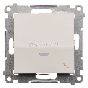 DW6L.01/11 Łącznik schodowy z podświetleniem typu LED w kolorze niebieskim 10A Biały Simon 54 - Widok z przodu