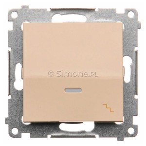 DW6L.01/41 Łącznik schodowy z podświetleniem typu LED w kolorze niebieskim 10A Kremowy Simon 54 - Widok z przodu