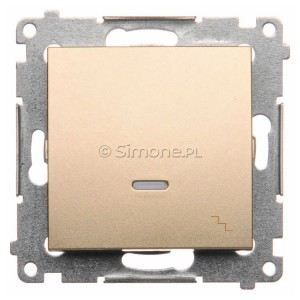DW6L.01/44 Łącznik schodowy z podświetleniem typu LED w kolorze niebieskim 10A Złoty Mat Simon 54 - Widok z przodu