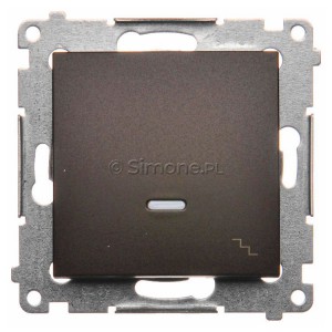 DW6L.01/46 Łącznik schodowy z podświetleniem typu LED w kolorze niebieskim 10A Brąz Mat Simon 54 - Widok z przodu