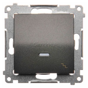 DW6L.01/48 Łącznik schodowy z podświetleniem typu LED w kolorze niebieskim 10A Antracyt Simon 54 - Widok z przodu