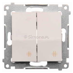 DW7/2.01/11 Łącznik krzyżowy podwójny 10A Biały Simon 54 - Widok z przodu