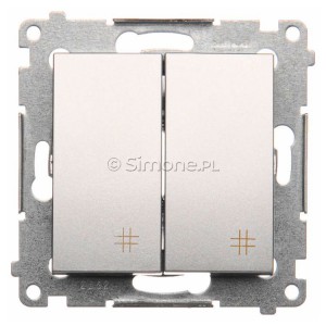 DW7/2.01/43 Łącznik krzyżowy podwójny 10A Srebrny Mat Simon 54 - Widok z przodu