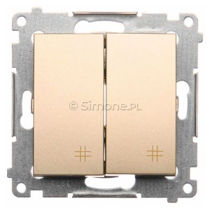 DW7/2.01/44 Łącznik krzyżowy podwójny 10A Złoty Mat Simon 54 - Widok z przodu