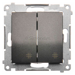 DW7/2.01/48 Łącznik krzyżowy podwójny 10A Antracyt Simon 54 - Widok z przodu