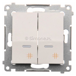 DW7/2L.01/11 Łącznik krzyżowy podwójny z podświetleniem typu LED w kolorze niebieskim 10A Biały Simon 54 - Widok z przodu