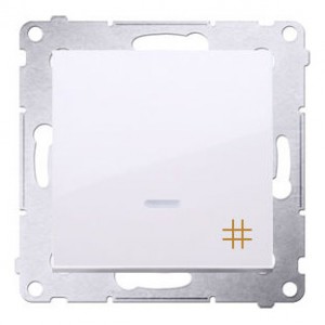 DW7L.01/11 Łącznik krzyżowy z podświetleniem typu LED w kolorze niebieskim 10A Biały Simon 54 - Widok z przodu