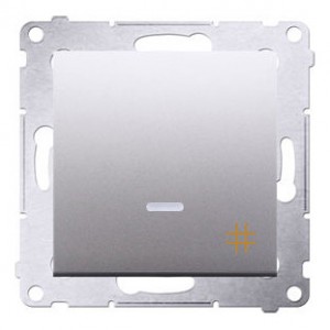 DW7L.01/43 Łącznik krzyżowy z podświetleniem typu LED w kolorze niebieskim 10A Srebrny Mat Simon 54 - Widok z przodu