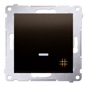 DW7L.01/46 Łącznik krzyżowy z podświetleniem typu LED w kolorze niebieskim 10A Brąz Mat Simon 54 - Widok z przodu