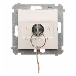 DWZK.01/11 Łącznik na kluczyk żaluzjowy pojedynczy 3 pozycyjny I-0-II Biały Simon 54 - Widok z przodu