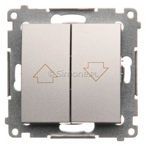 DZP1.01/43 Przycisk żaluzjowy, impulsowy 10A Srebrny Mat Simon 54 - Widok z przodu