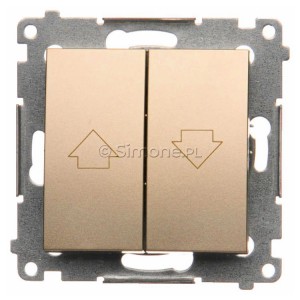 DZP1.01/44 Przycisk żaluzjowy, impulsowy 10A Złoty Mat Simon 54 - Widok z przodu
