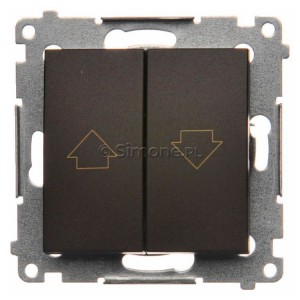 DZP1.01/46 Przycisk żaluzjowy, impulsowy 10A Brąz Mat Simon 54 - Widok z przodu