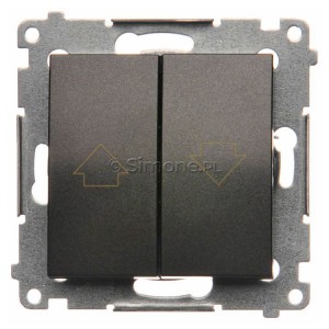 DZP1.01/48 Przycisk żaluzjowy, impulsowy 10A Antracyt Simon 54 - Widok z przodu