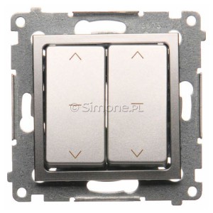 DZW2.01/43 Łącznik żaluzjowy podwójny 10A Srebrny Mat Simon 54 - Widok z przodu