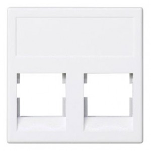 KB076/9 Płytka K45  2x RJ bez osłon  uniwersalna  czysta biel Simon Connect - Widok z przodu